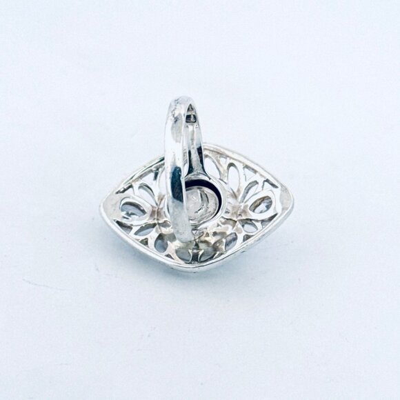 Sterling Silver 925 Cubic Zirconia Filigree Statement Finger Ring, Size 7, Estat - Picture 4 of 9